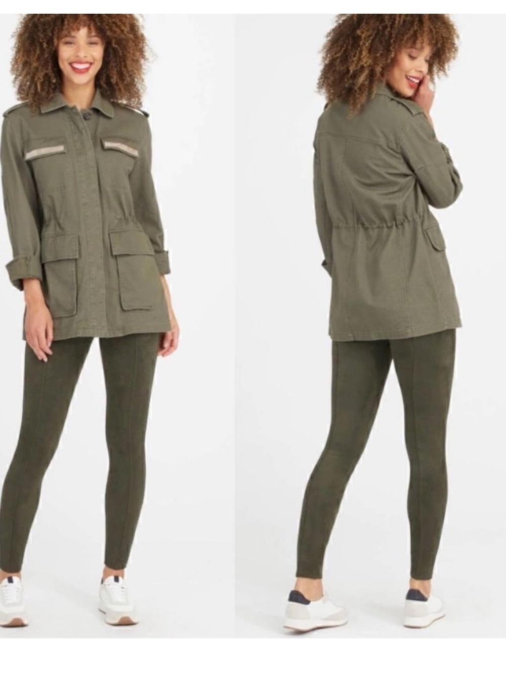 NWT Spanx Olive Green Faux Suede Leggings Size large